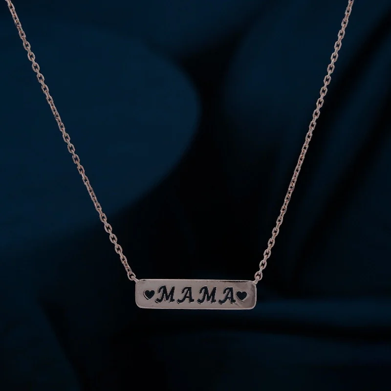 Personalized Silver Pendant Necklace-Rose Gold MAMA (Mom) Necklace For Mother's