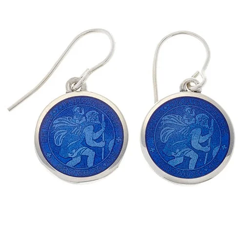 Gold Leaf Earrings-St. Christopher Dangle Earrings