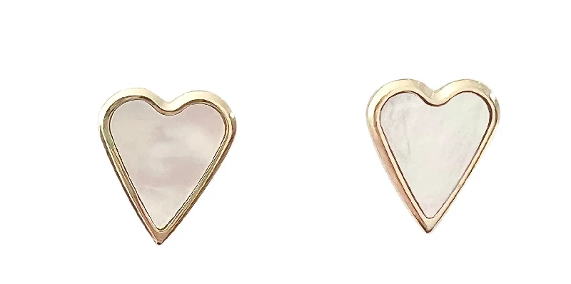 Silver Earrings for Weddings-White Heart Stud