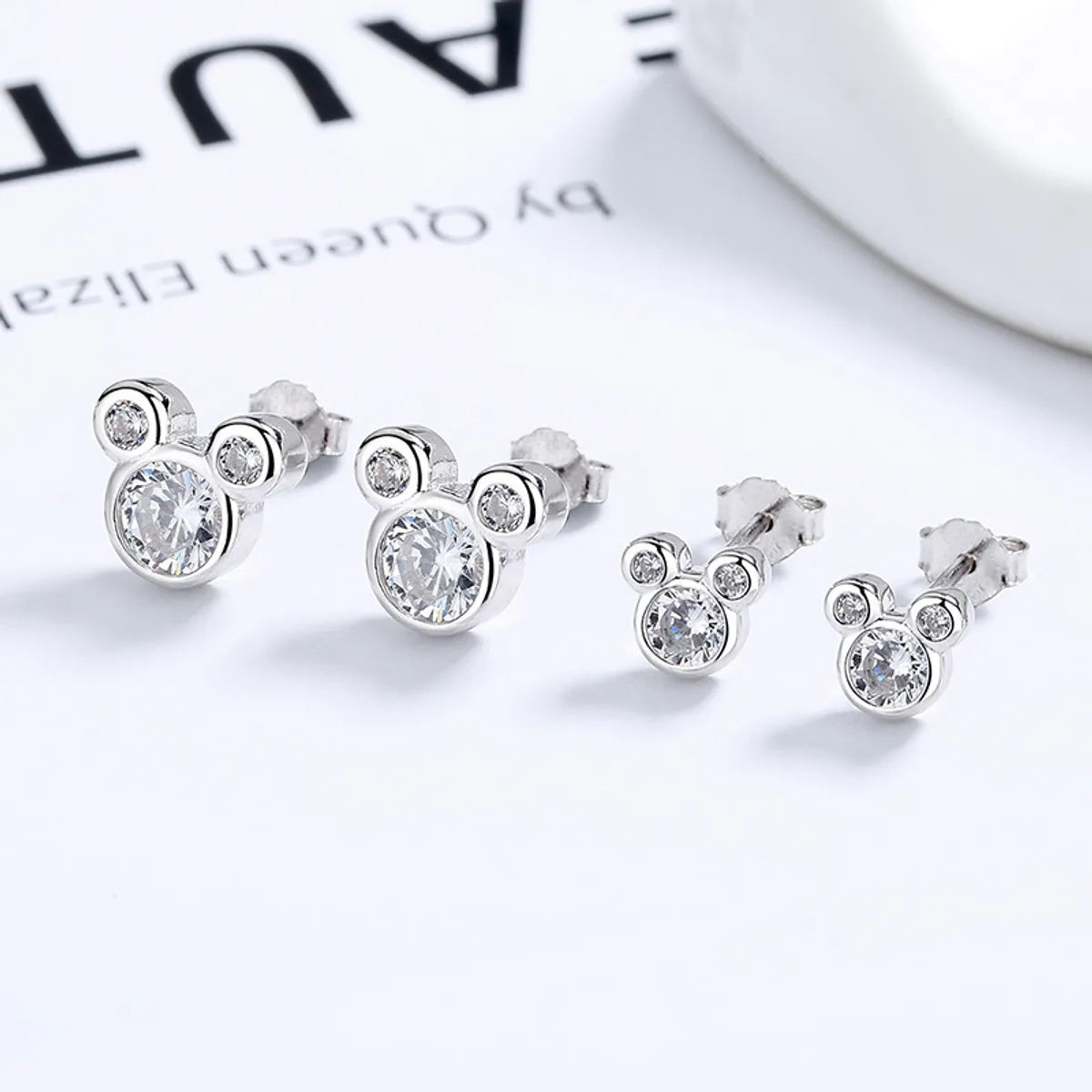 Diamond Wedding Ring for Women-1 Pair Classic Style Cartoon Plating Inlay Sterling Silver Zircon Ear Studs