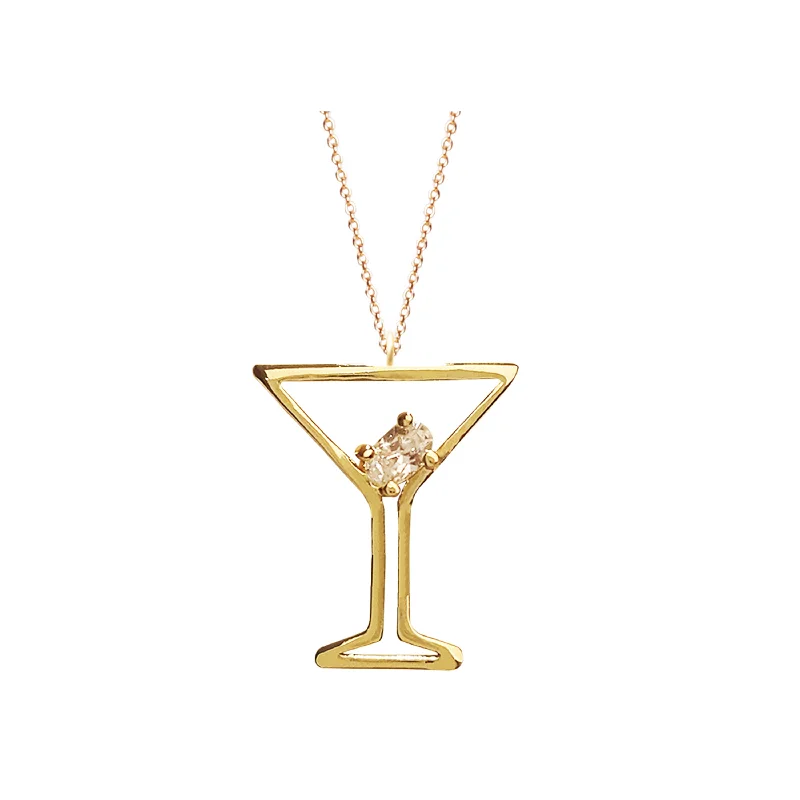 Birthstone Necklace for Mom-Roam Mini Martini Pendant Necklace