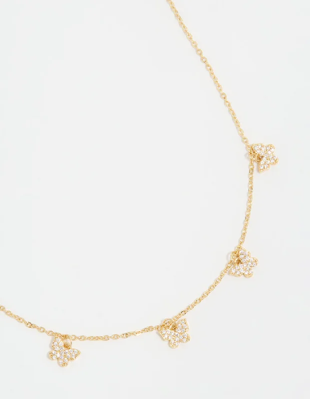 Luxury Diamond Necklace-Gold Plated Diamante Butterfly Dainty Charm Necklace