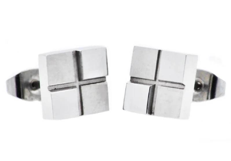 Silver Chandelier Earrings-Mens 9mm Stainless Steel Earrings