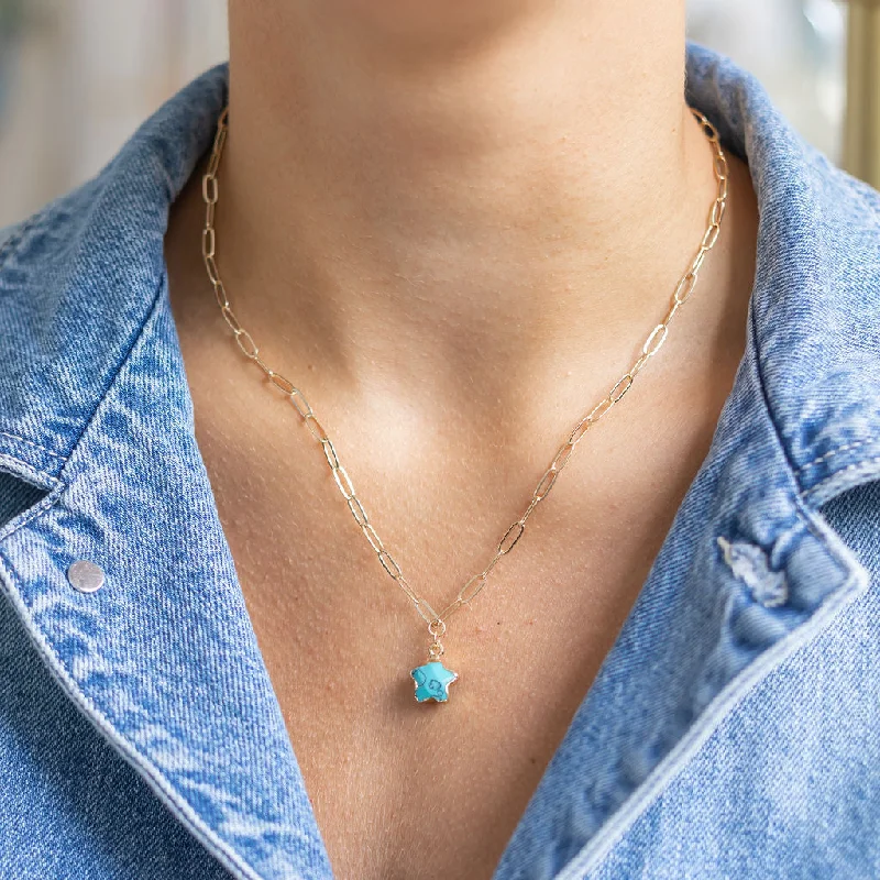 Layered Heart Pendant Necklace-North Star Turquoise Necklace