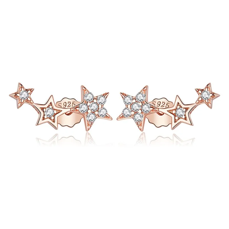 Star Language-925 Silver Earrings-Rose Gold