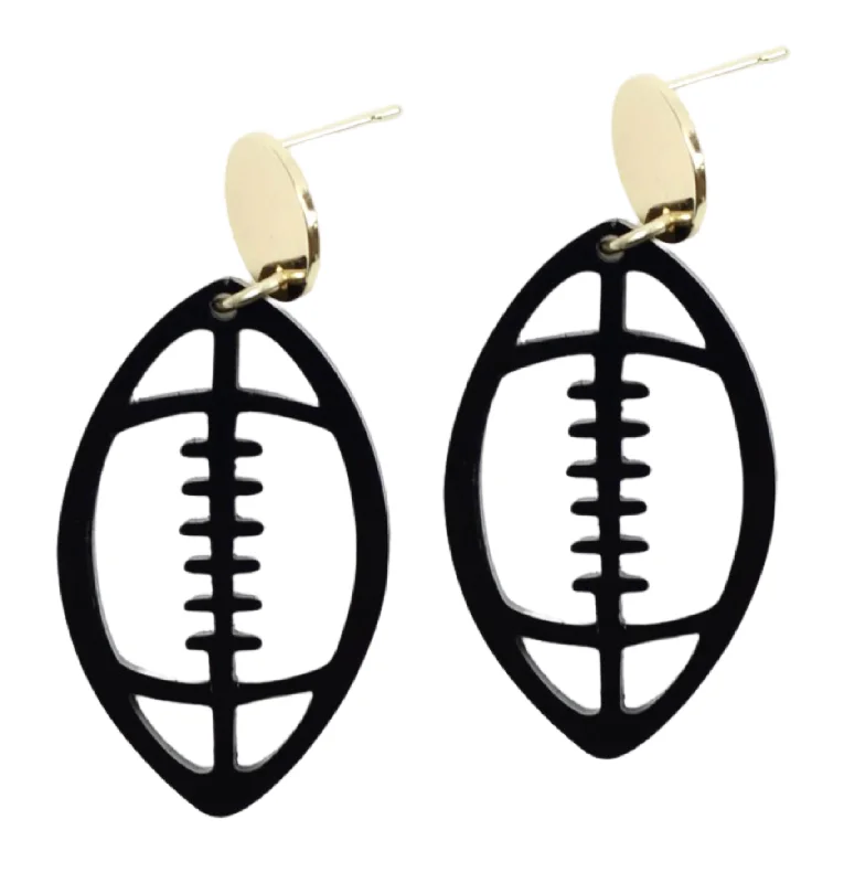 Green Jade Earrings-Acrylic Football Earring - Black