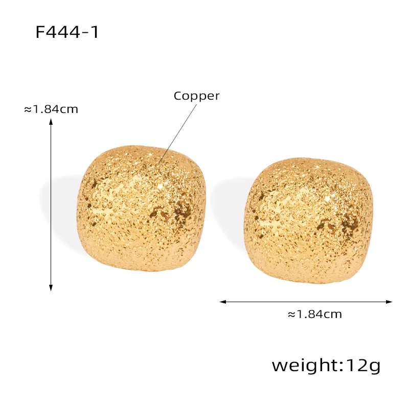 F444-1-Gold Square Earrings