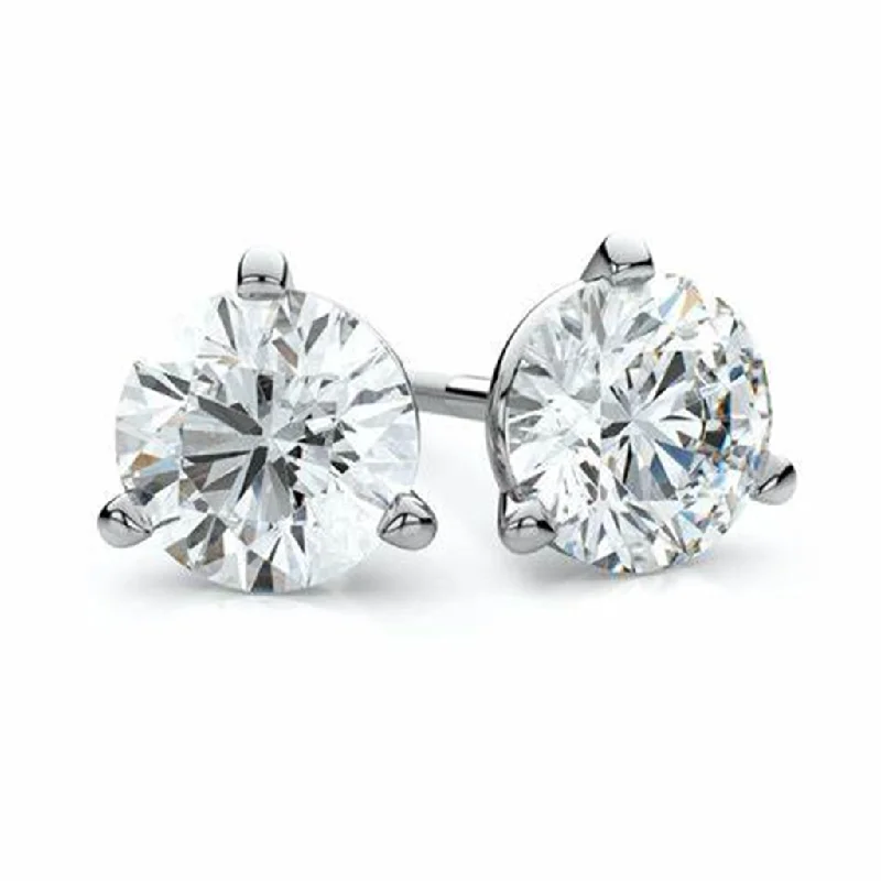 Chandelier Earrings for Weddings-14K White Gold 3ctw Round Lab Diamond Solitaire Stud Earrings