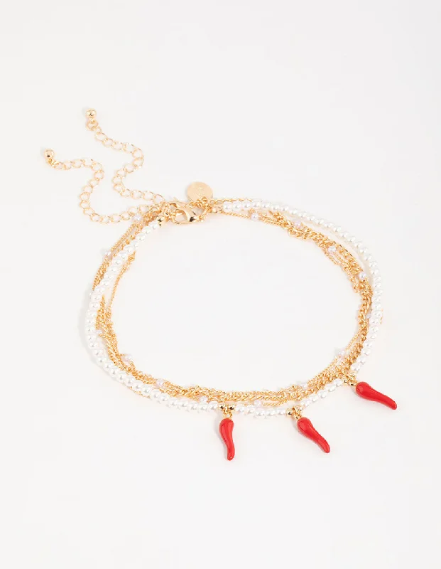 Custom Star Necklace-Gold Pearl & Chilli Choker Necklace