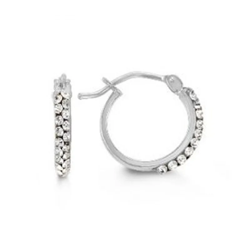 Big Gold Earrings-10K White Gold Cubic Zirconia Hoop Earrings