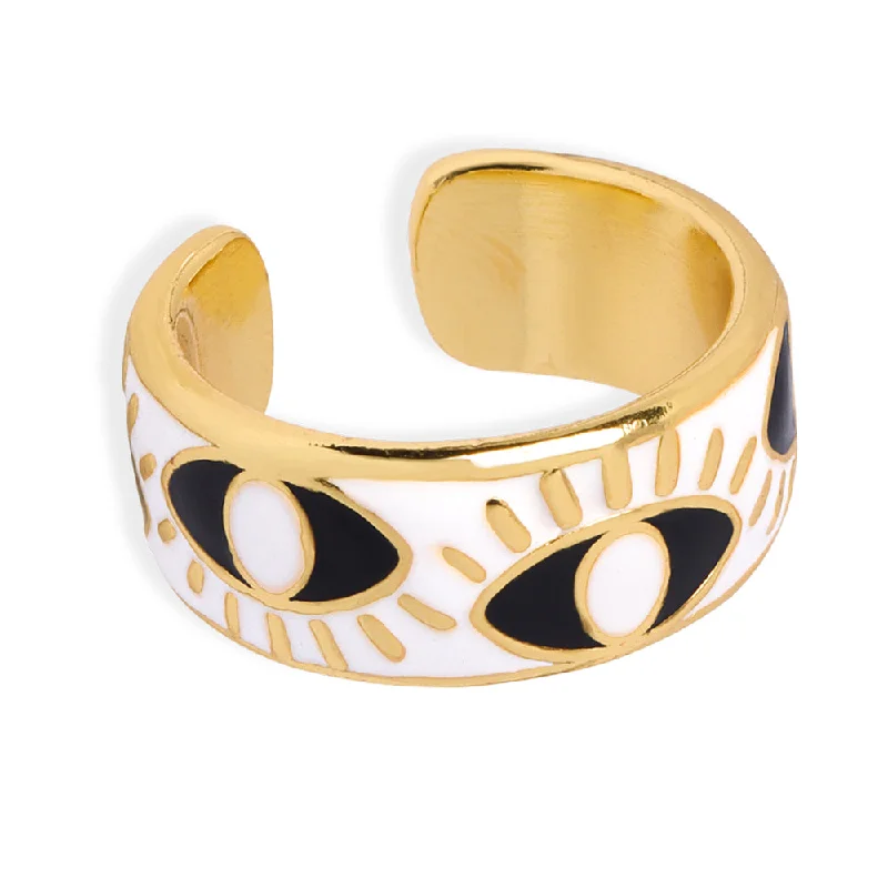 A730-Golden White Glaze Ring