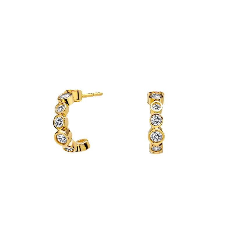 Layered Earrings for Women-Small Diamond Hoops