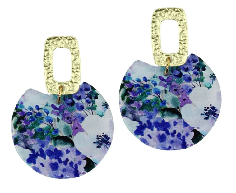 Artistic Drop Earrings-The Leighton Earring - Blueberry Floral