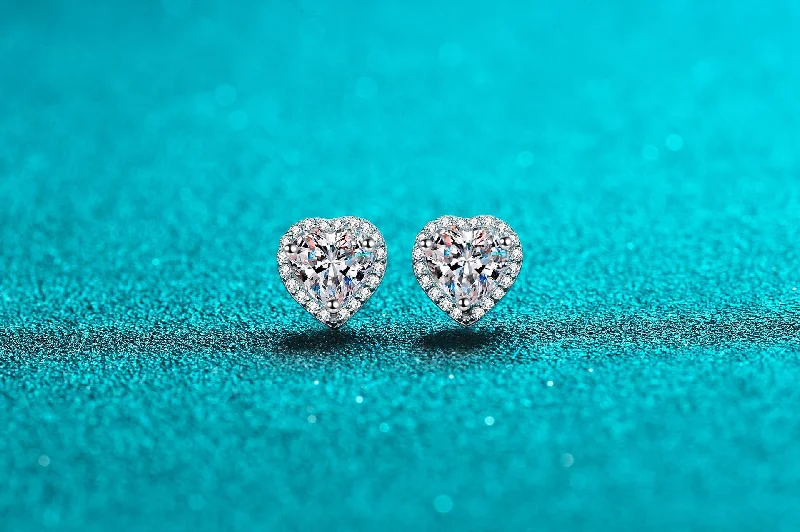 Dainty Wedding Ring Set-Sweet Heart Shape Sterling Silver Moissanite Zircon Ear Studs In Bulk