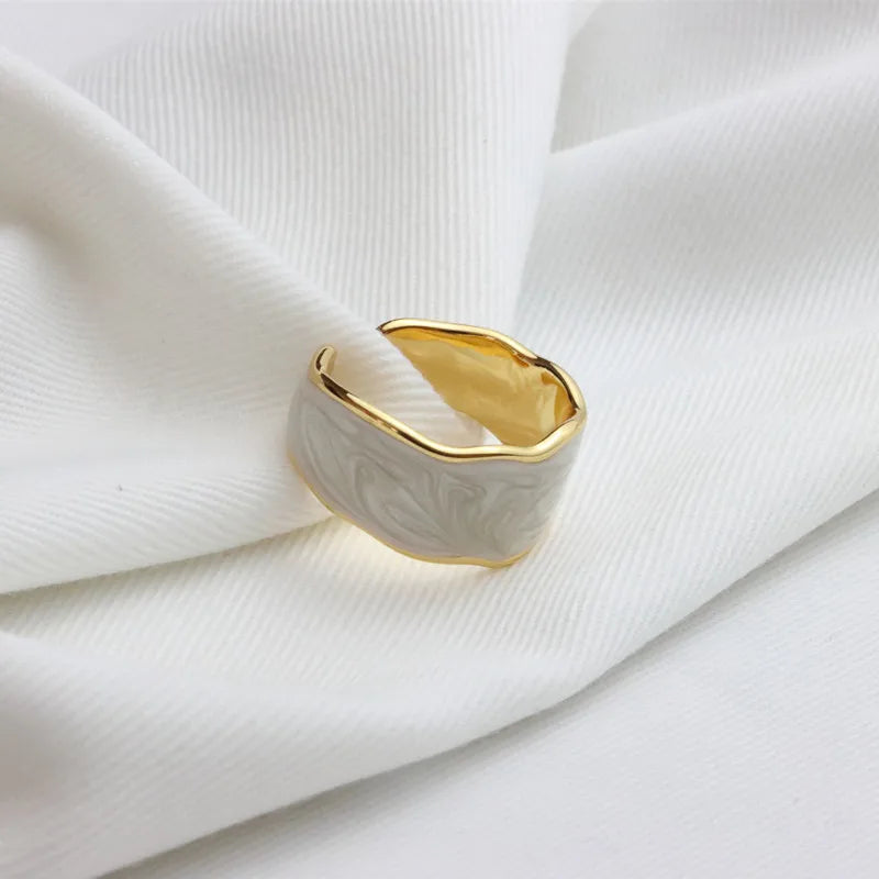 Smoked White Enamel Ring