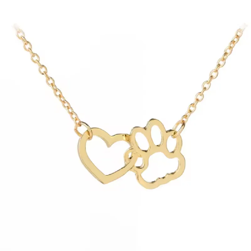 Designer Charm Necklace-HeartPaws Heart and Paw Necklace