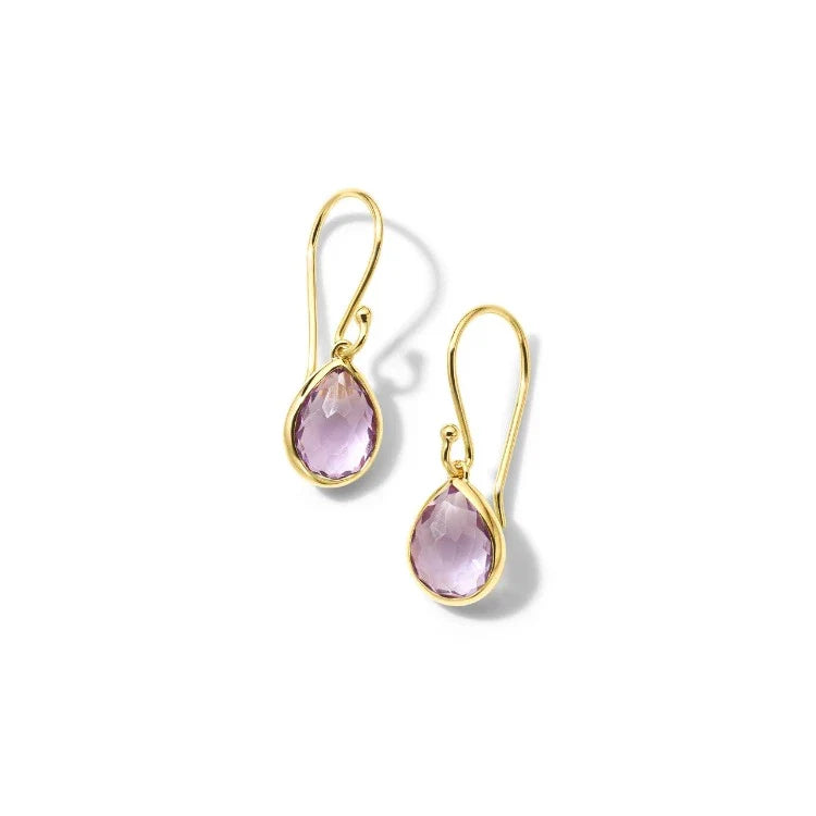 Clear Gemstone Earrings-18K Rock Candy Teeny Teardrop Earrings