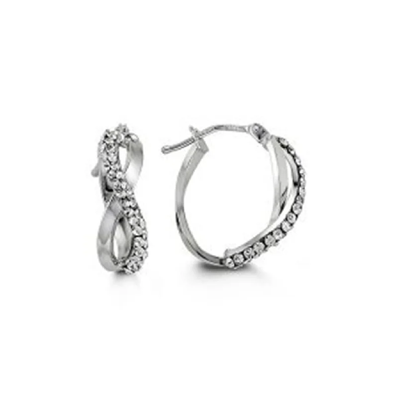 Gemstone Hoop Earrings-10K White Gold Cubic Zirconia Infinity Twist Hoop Earrings