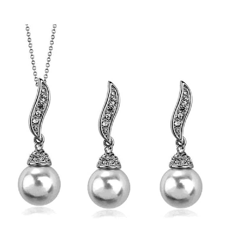 Sapphire Pendant Necklace-Pearl Drop Necklace and Earring Set-Pearl Necklace and Earring Set