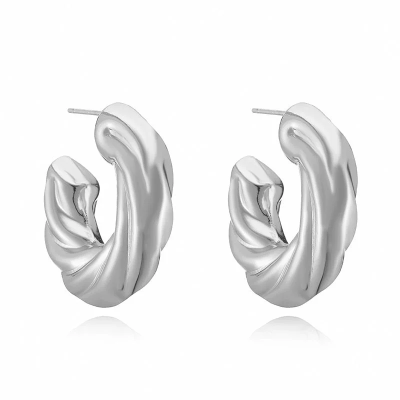 White Gold Color C- Shaped Thread 1 Pair