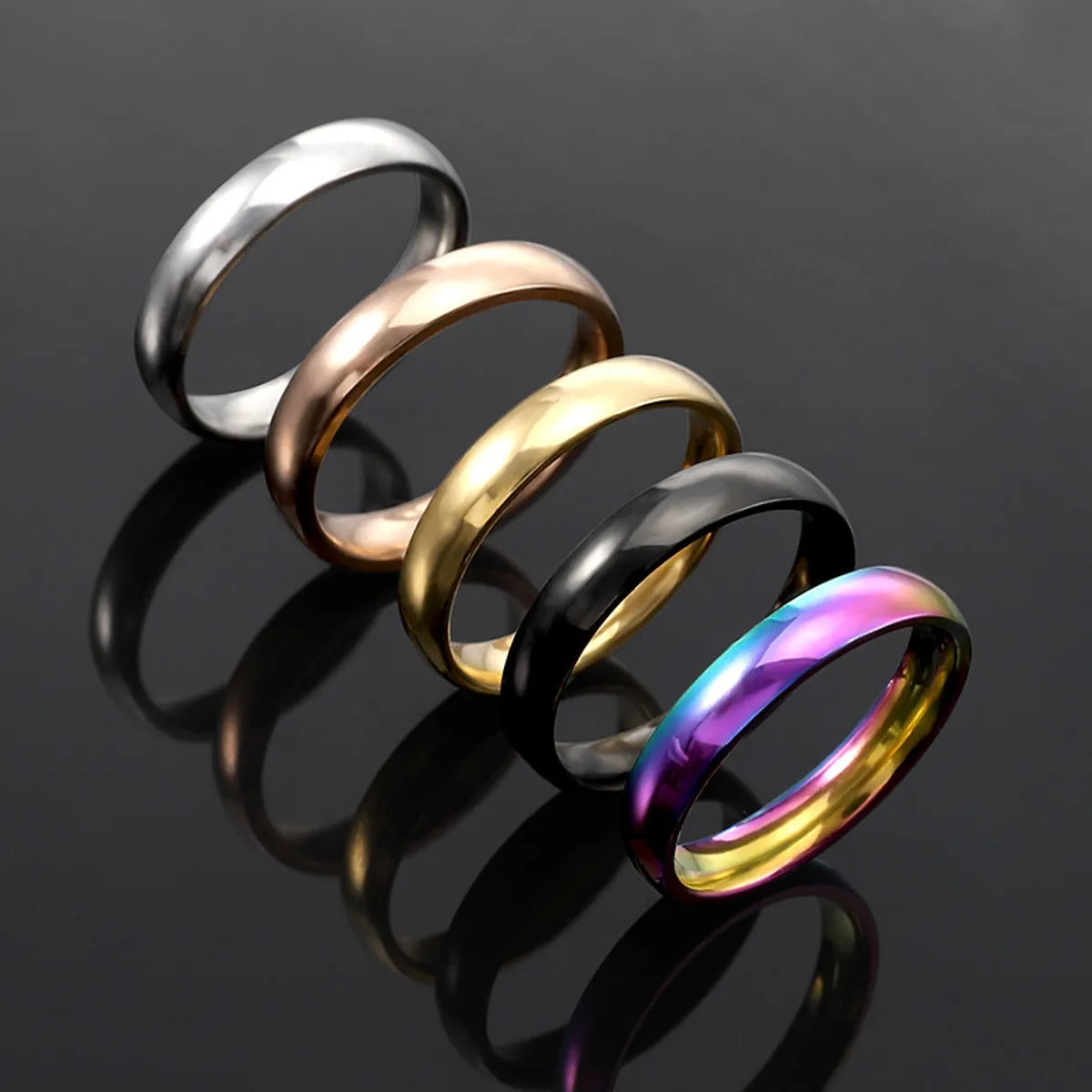 Personalized Wedding Band-Wholesale Jewelry Simple Style Solid Color Titanium Steel Polishing Rings