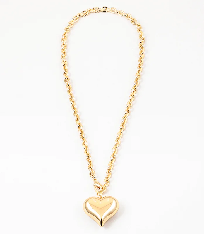 Layered Crystal Necklace-Puffy Heart Necklace