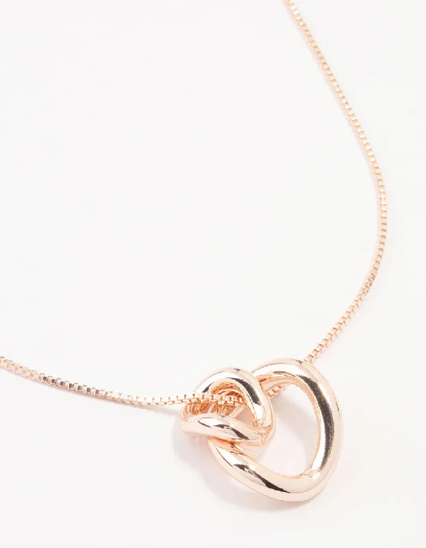 Colorful Pendant Necklace-Rose Gold Plated Swirl Pendant Necklace