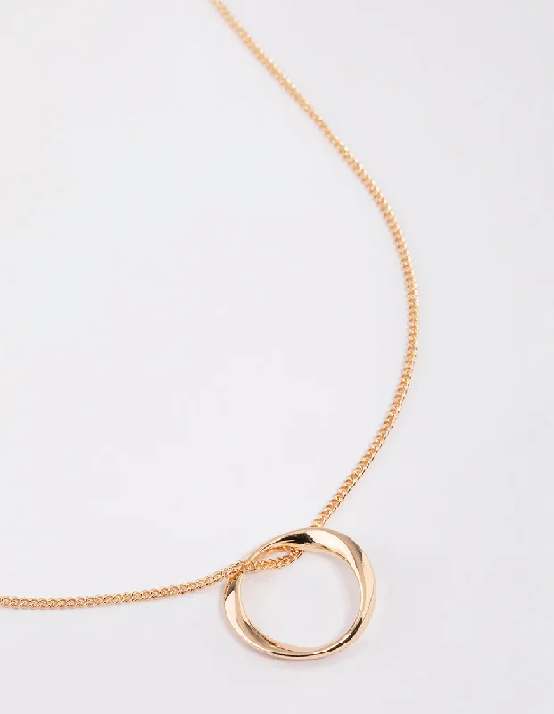 Dainty Silver Necklace-Gold Twisted Circle Necklace