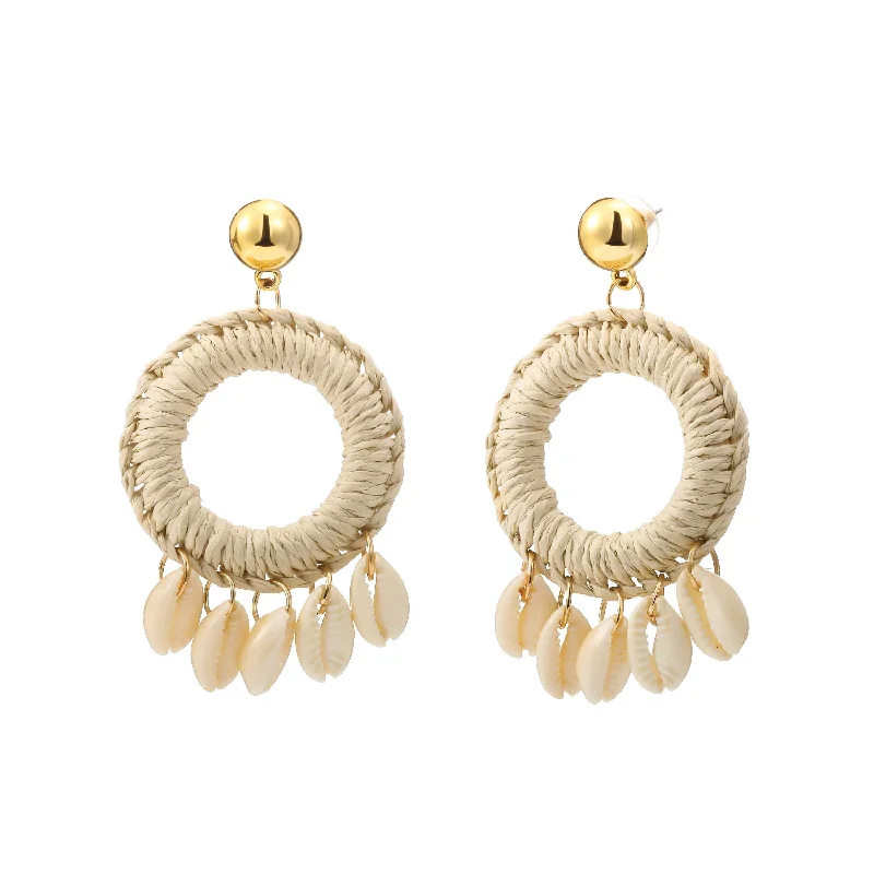 Minimalist Hoop Earrings-Raffia Beach Earrings