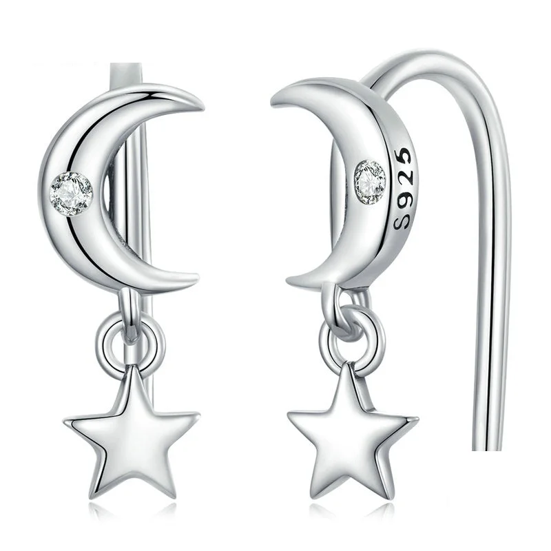 Star and moon ear studs