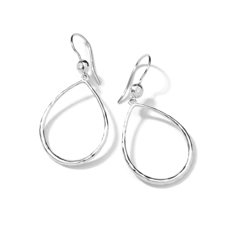 Customizable Silver Earrings-925 STARDUST Open Teardrop Earrings with Diamond