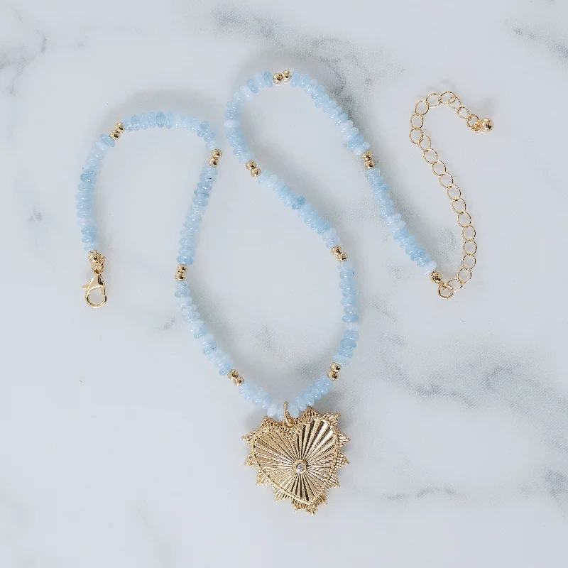 Moonstone Necklace-Ocean Love and Heart Necklace