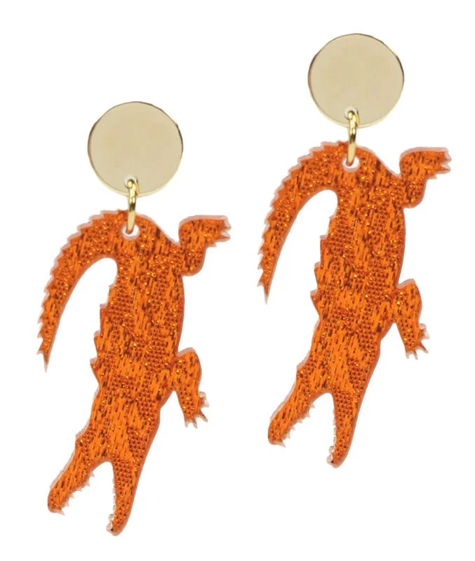 Silver Earrings for Weddings-Chomp Chomp Earring - Orange