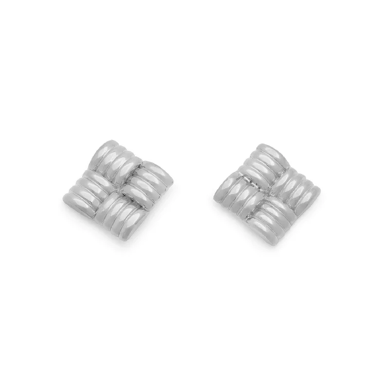 Modern Drop Earrings-Weave Earrings | Silver