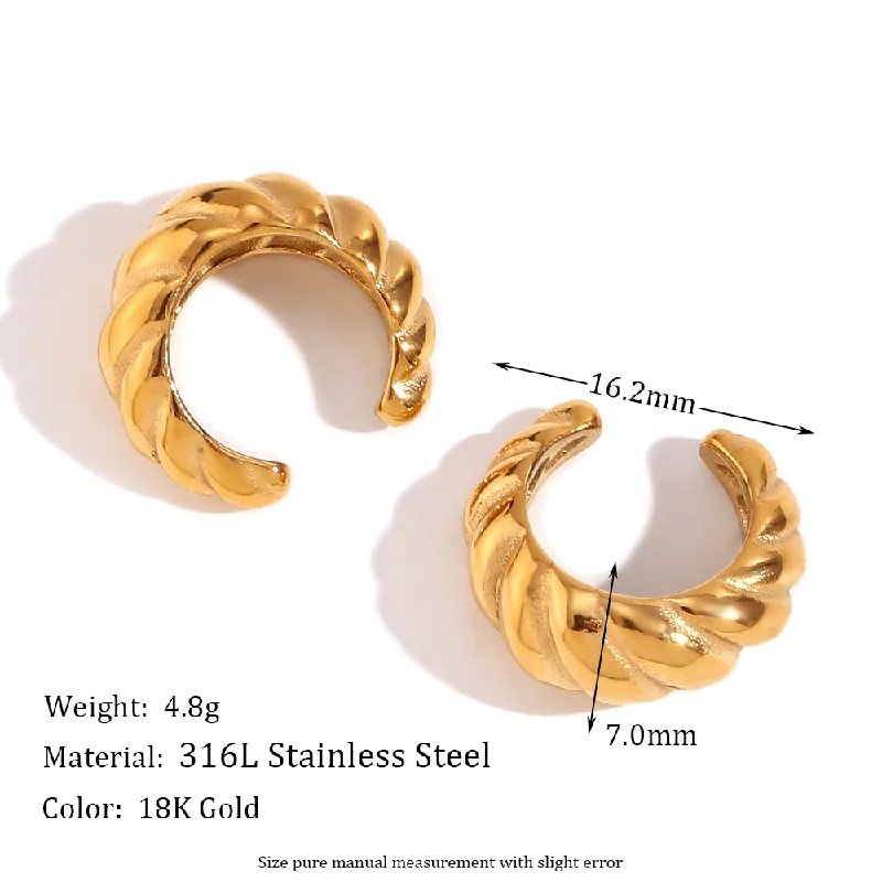 Croissant Mini Ear Clip Pair-Gold