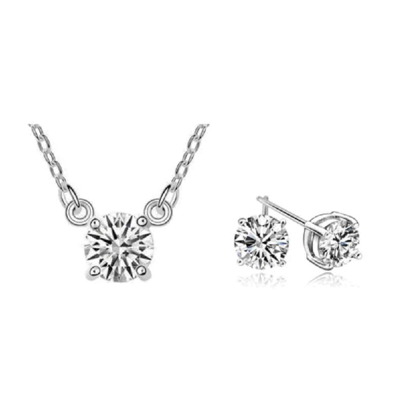 Gold Rope Necklace-Mia Cubic Zirconia Necklace and Earring Set