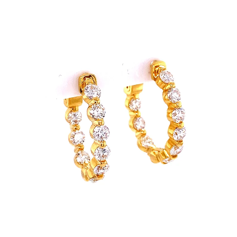 Colorful Hoop Earrings-3.15 CTW Diamond Hoop Earrings in 18k Gold