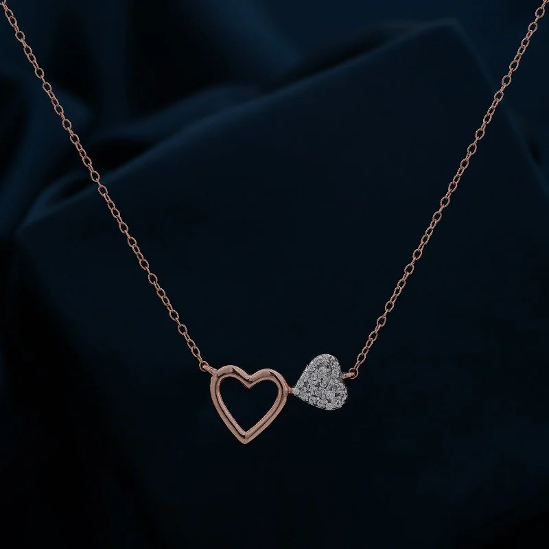 Wedding Pendant Necklace-Rose Gold Open & little Hearts Necklace