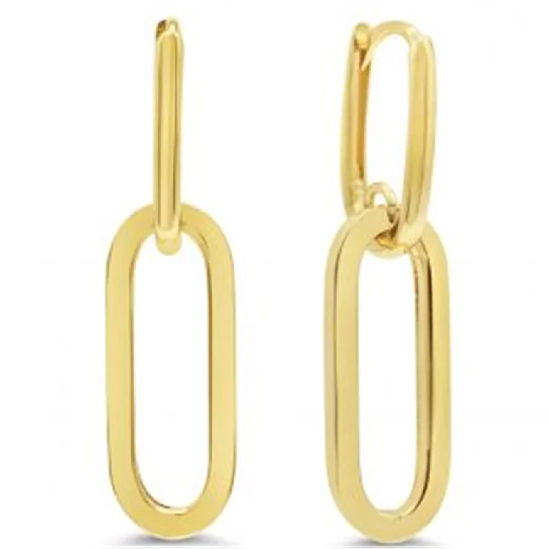 Geometric Earrings for Women-10K Yellow Gold Paperclip Hoop Drop Earrings