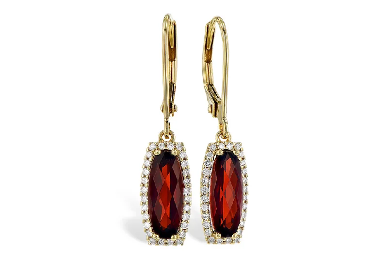 Cute Pearl Earrings-14K Yellow Gold 2.25ctw Garnet & Diamond Halo Drop Earrings by Allison Kaufman