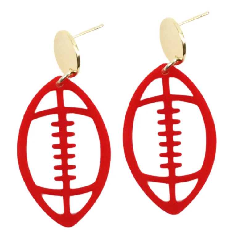 Retro Vintage Earrings-Acrylic Football Earring - Red