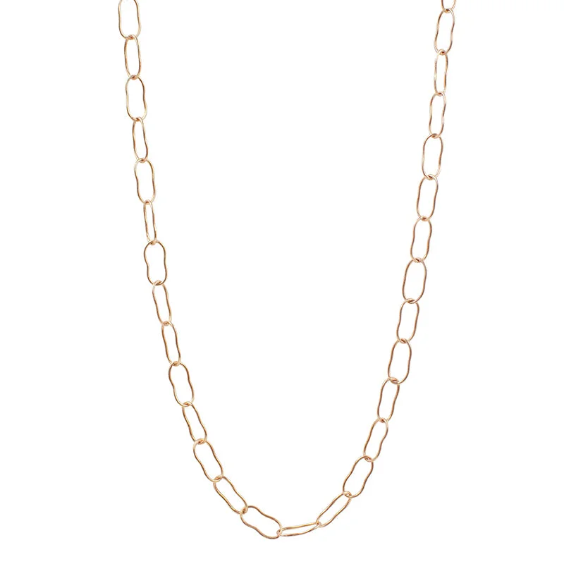 Long Diamond Pendant Necklace-Magic Beans Layering Chain Necklace in Rose Gold