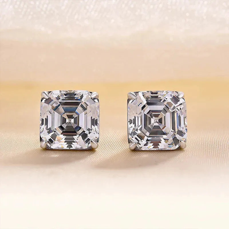 Oval Cut Engagement Ring-1 Pair Simple Style Square Inlay Copper Zircon Ear Studs