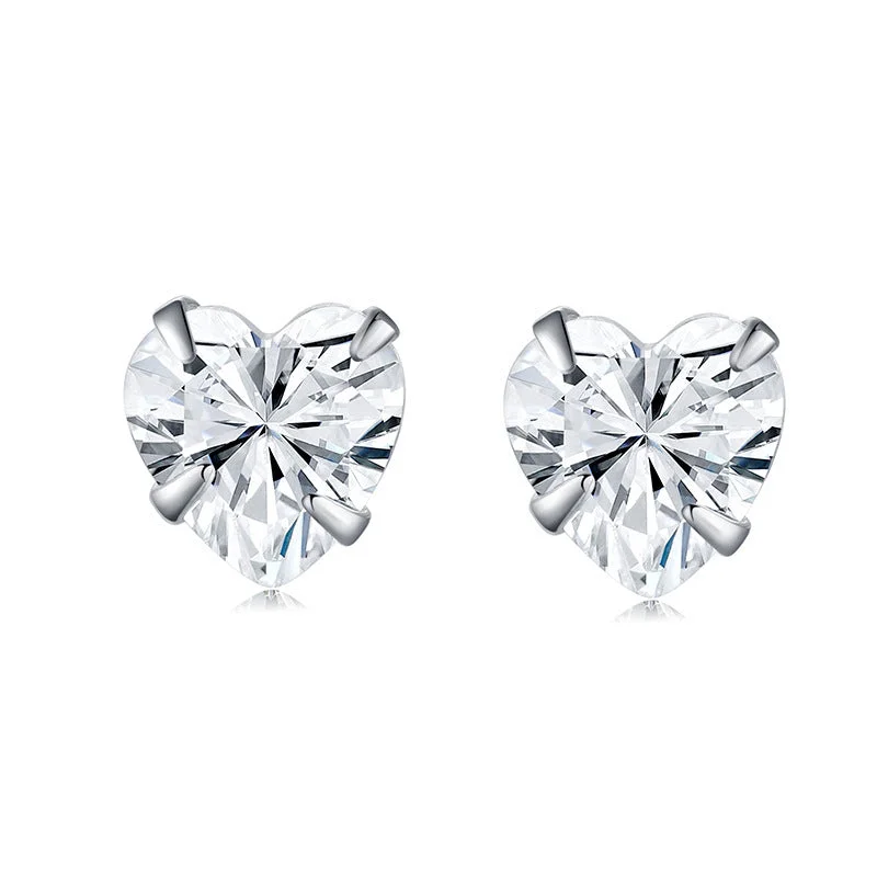 Loving Heart Zircon Ear Studs