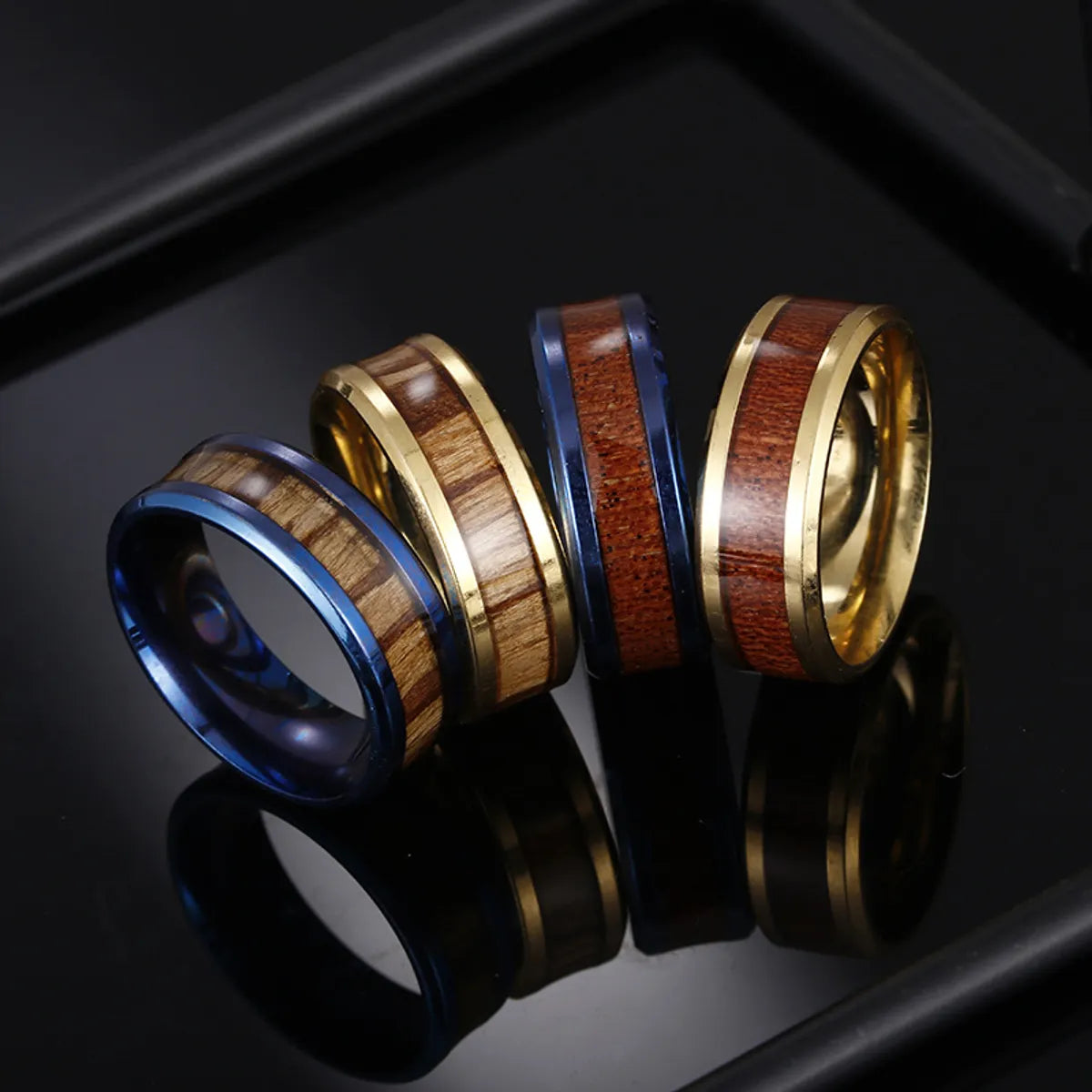 Modern Gold Wedding Band-Fashion Geometric 201 Stainless Steel Gold Plated Unisex Rings