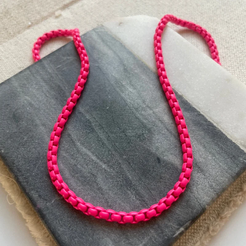 Crystal Charm Necklace-Hot Pink Necklace