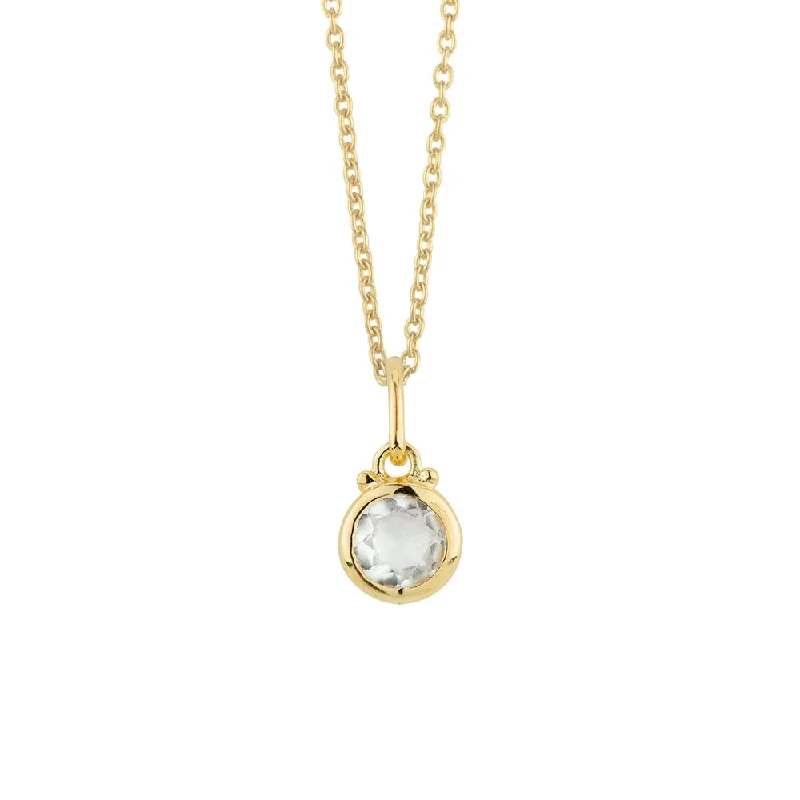 Dainty Gold Chain Necklace-April Birthstone Charm Necklace in Gold