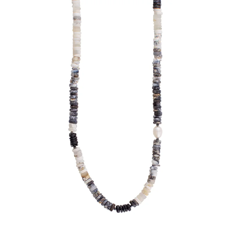 Long Gemstone Necklace-Cloudy Skies Necklace