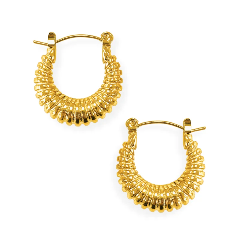 Yellow Gold Earrings-Tapered Coil Hoop Earring