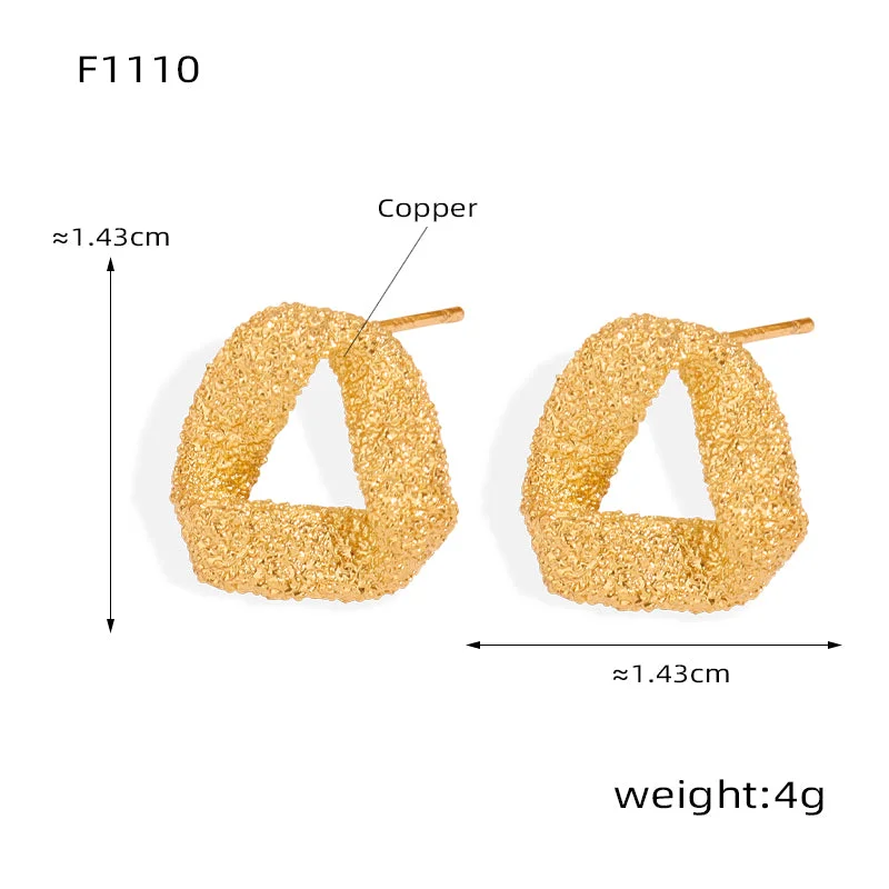 F1110-Gold Triangle Twisted Earrings